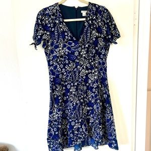 J Crew Blue Faux Wrap Mini Dress 8